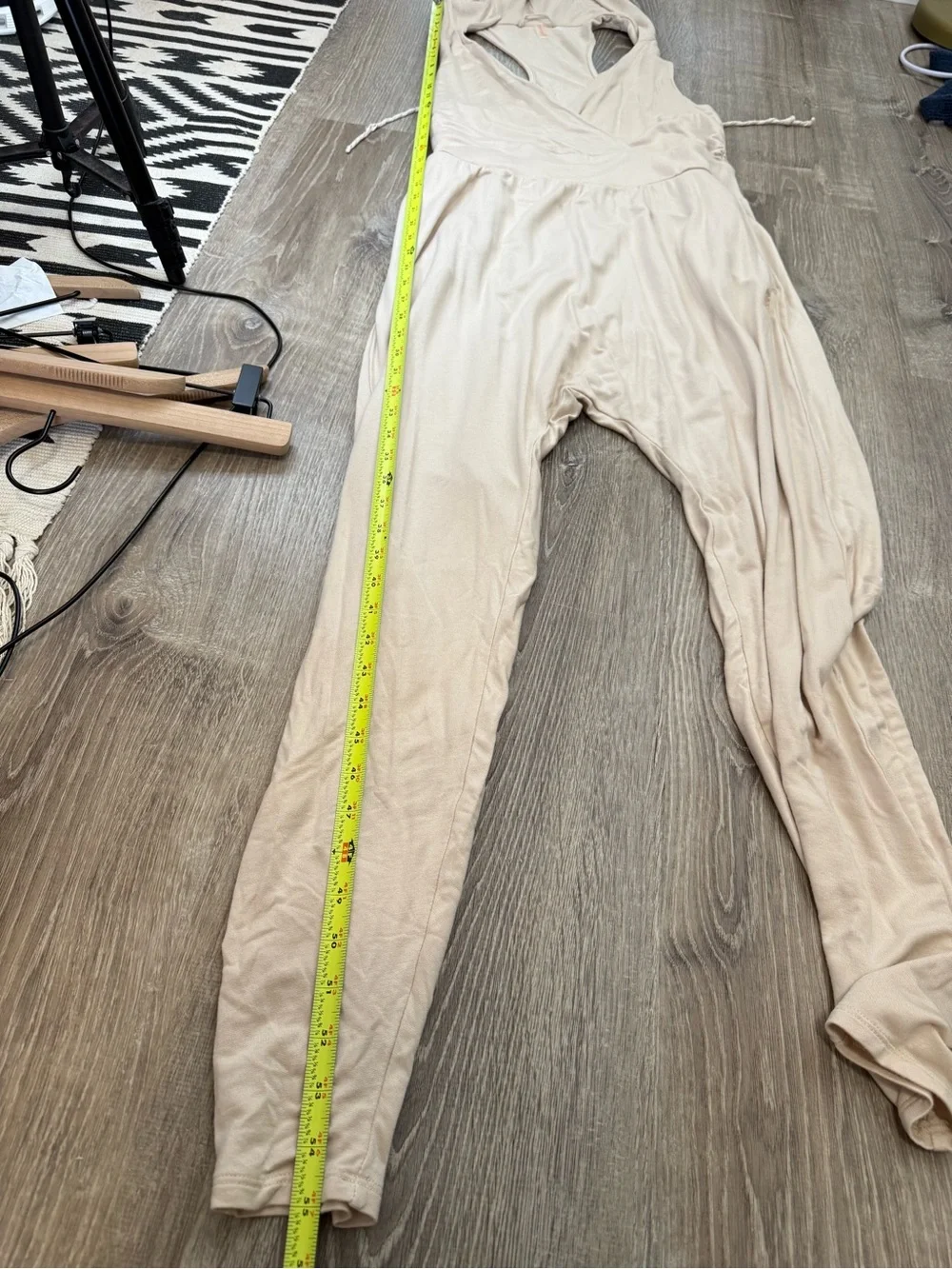 Free People Hooded Harem Second Chance Jersey Onesie Jumpsuit Tan Cream Small